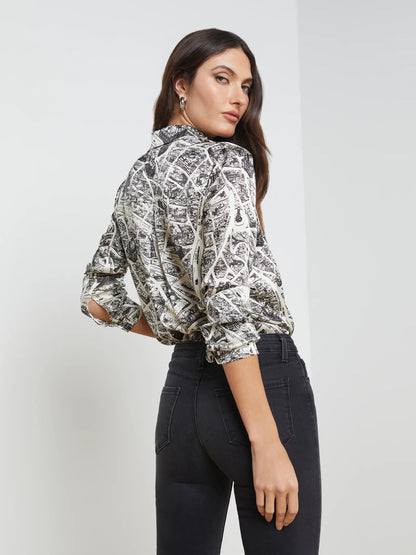 Tyler Blouse Ecru Multi Map of Paris - L'AGENCE