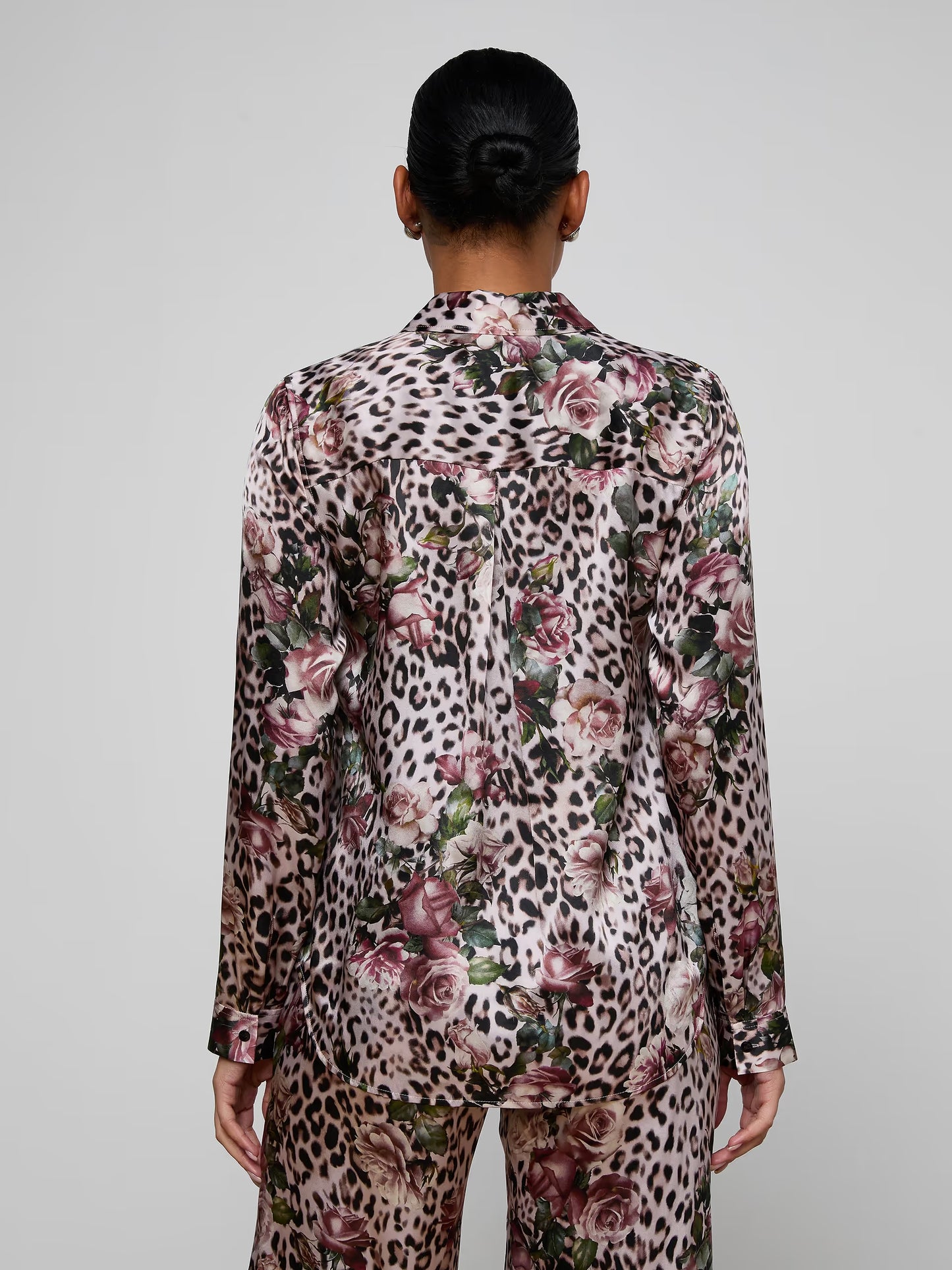 Tyler Silk Blouse Multi Small Rose Cheetah - L'AGENCE