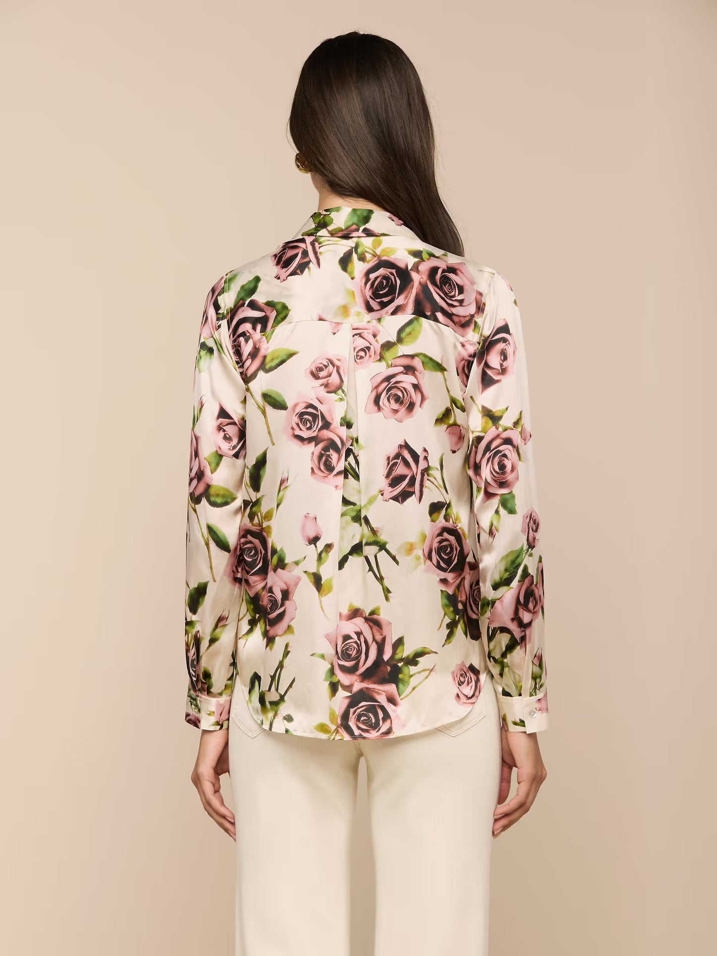 Tyler Silk Blouse Ecru/Mauve Romantic Rose - L'AGENCE