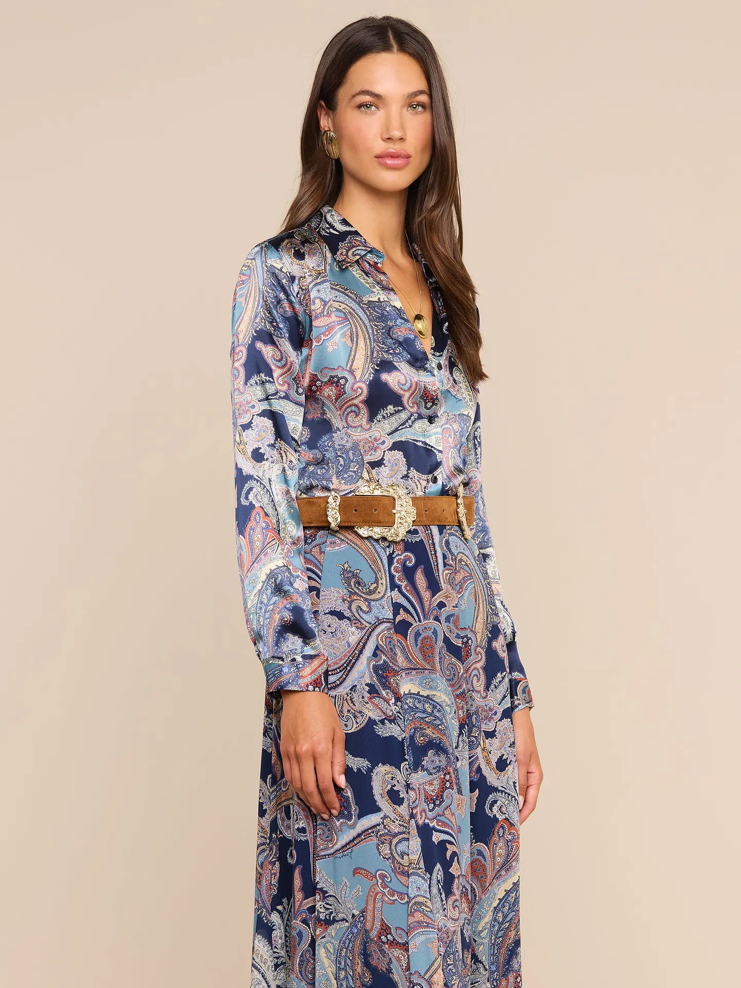 Tyler Silk Blouse Midnight Multi Besarabian Paisley - L'AGENCE