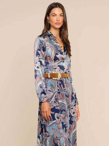Tyler Silk Blouse Midnight Multi Besarabian Paisley - L'AGENCE