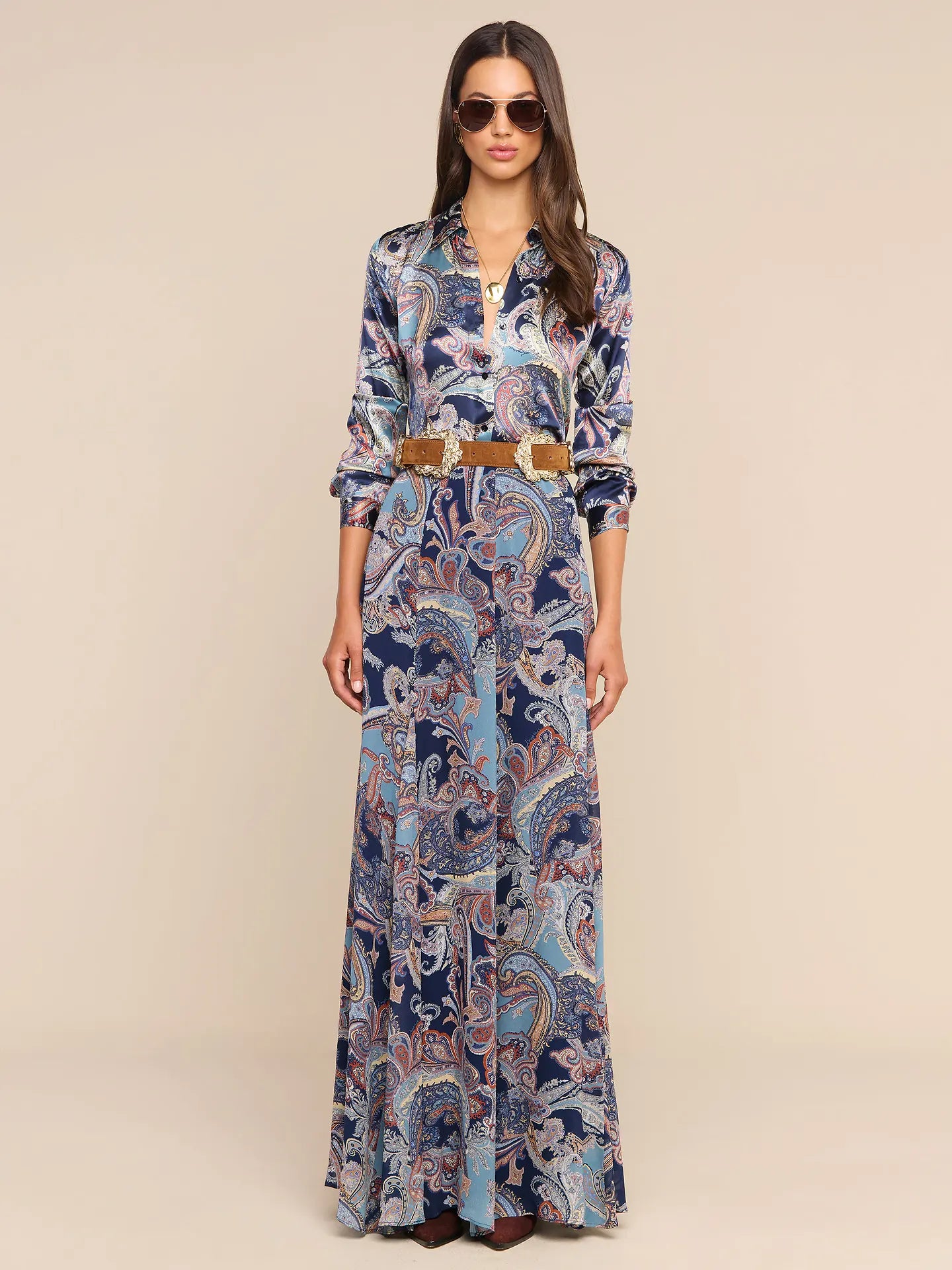 Tyler Silk Blouse Midnight Multi Besarabian Paisley - L'AGENCE