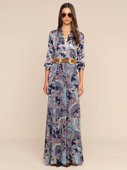 Tyler Silk Blouse Midnight Multi Besarabian Paisley - L'AGENCE
