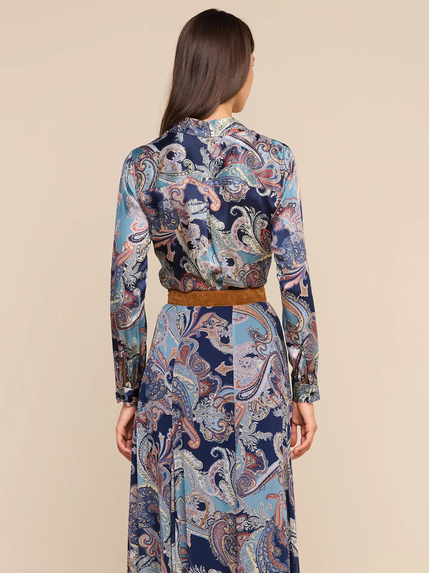 Tyler Silk Blouse Midnight Multi Besarabian Paisley - L'AGENCE