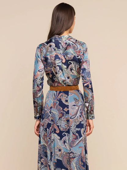 Tyler Silk Blouse Midnight Multi Besarabian Paisley - L'AGENCE