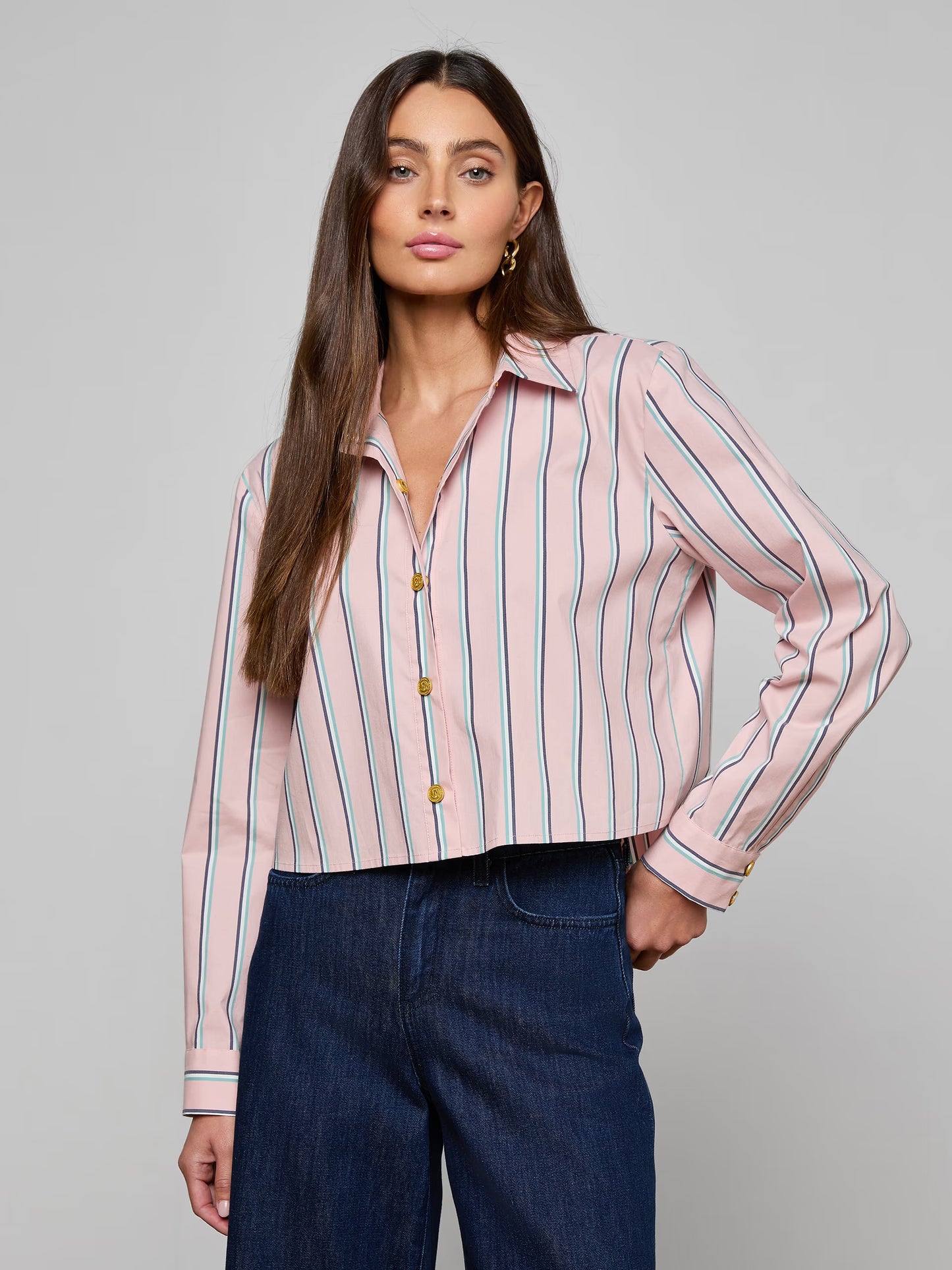 Cosette Shirt Pale Rose Stripe - L'AGENCE