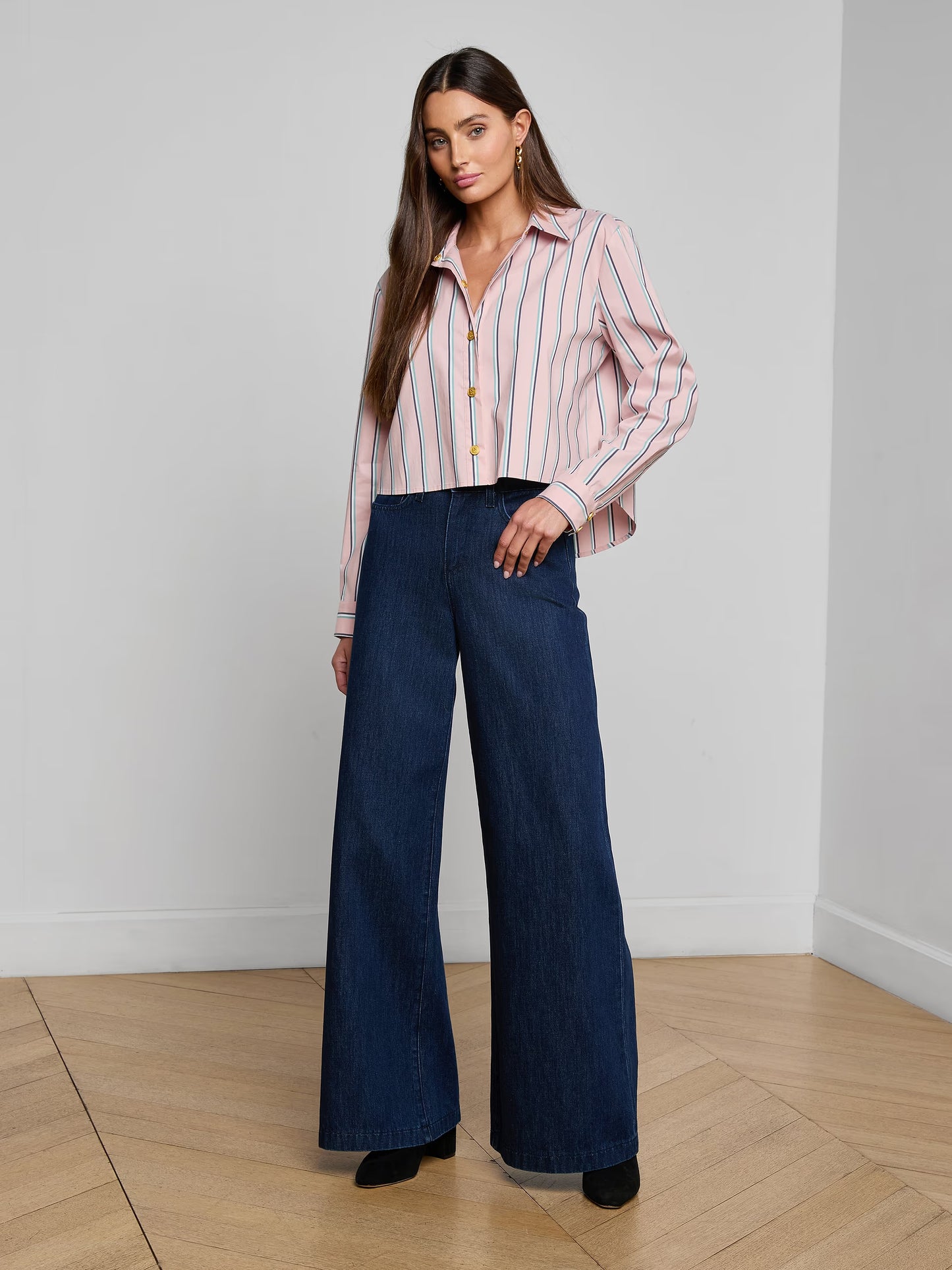 Cosette Shirt Pale Rose Stripe - L'AGENCE