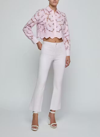 Seychelle Cropped Eyelet Blouse Pale Cameo Pink - L'AGENCE