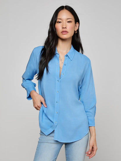 Marlene Blouse Allure Blue/White Contrast - L'AGENCE