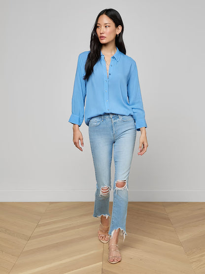 Marlene Blouse Allure Blue/White Contrast - L'AGENCE