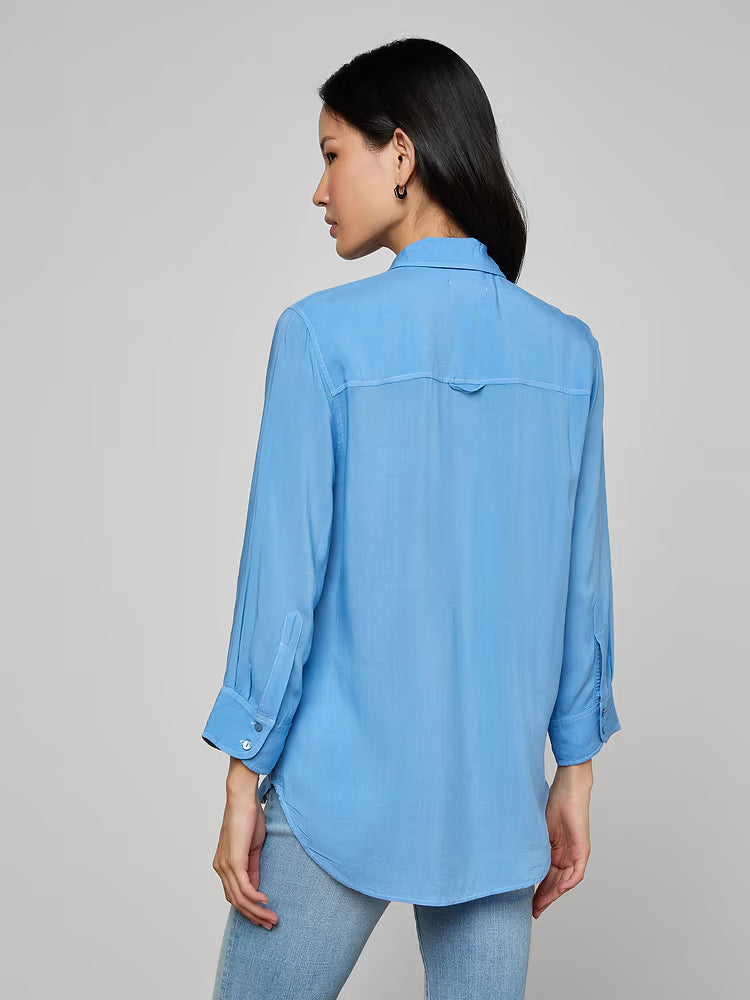 Marlene Blouse Allure Blue/White Contrast - L'AGENCE