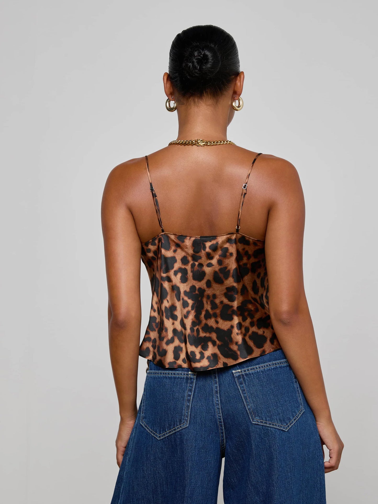 Calista Silk Camisole Brown Multi Amur Leopard - L'AGENCE