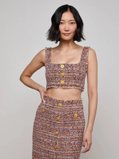 Maylin Tweed Top Mauve/Tan Multi - L'AGENCE
