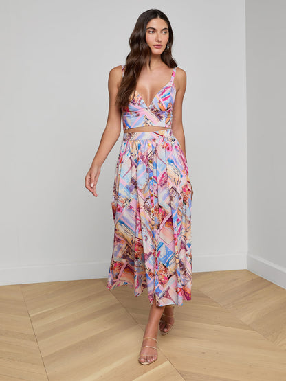 Kaori Bralette Top Light Pink Multi Small Postcard Print - L'AGENCE