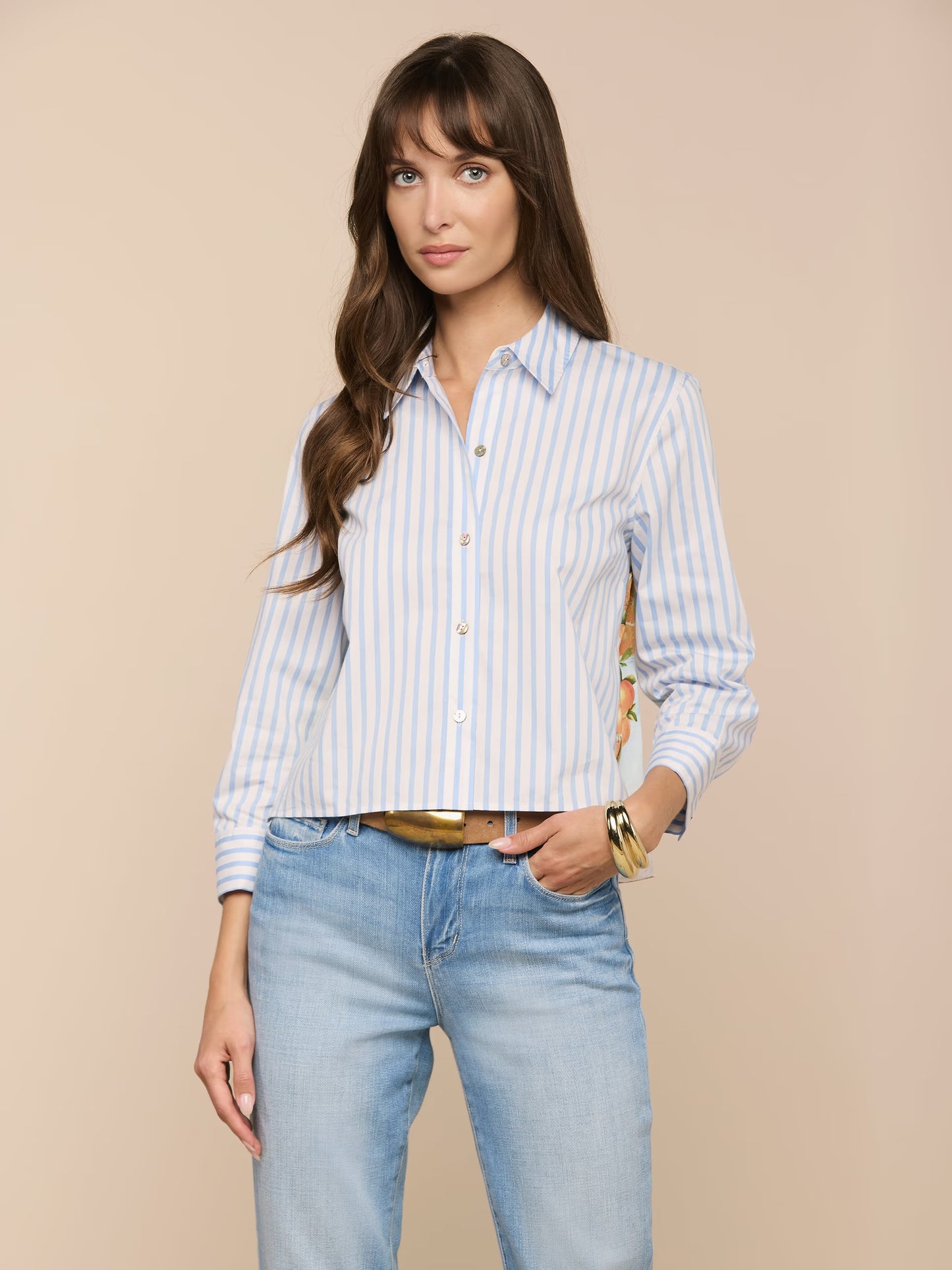 Fawn Beach Print Shirt Multi Beach Scarf - L'AGENCE