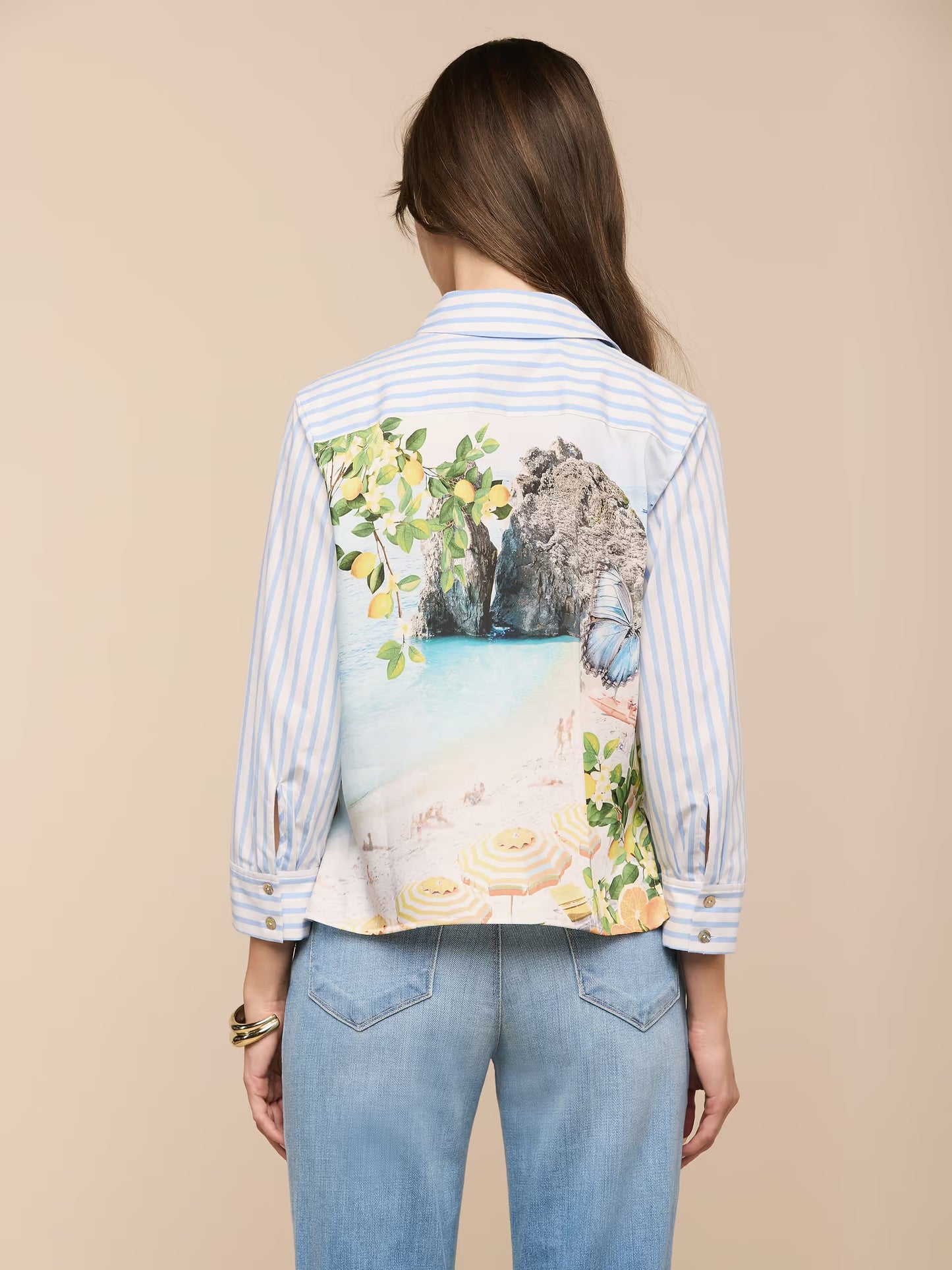 Fawn Beach Print Shirt Multi Beach Scarf - L'AGENCE
