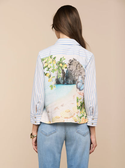 Fawn Beach Print Shirt Multi Beach Scarf - L'AGENCE