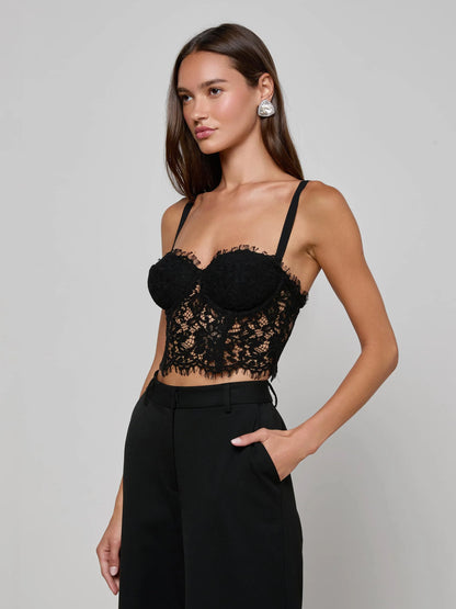 Raquel Lace Bustier Black - L'AGENCE