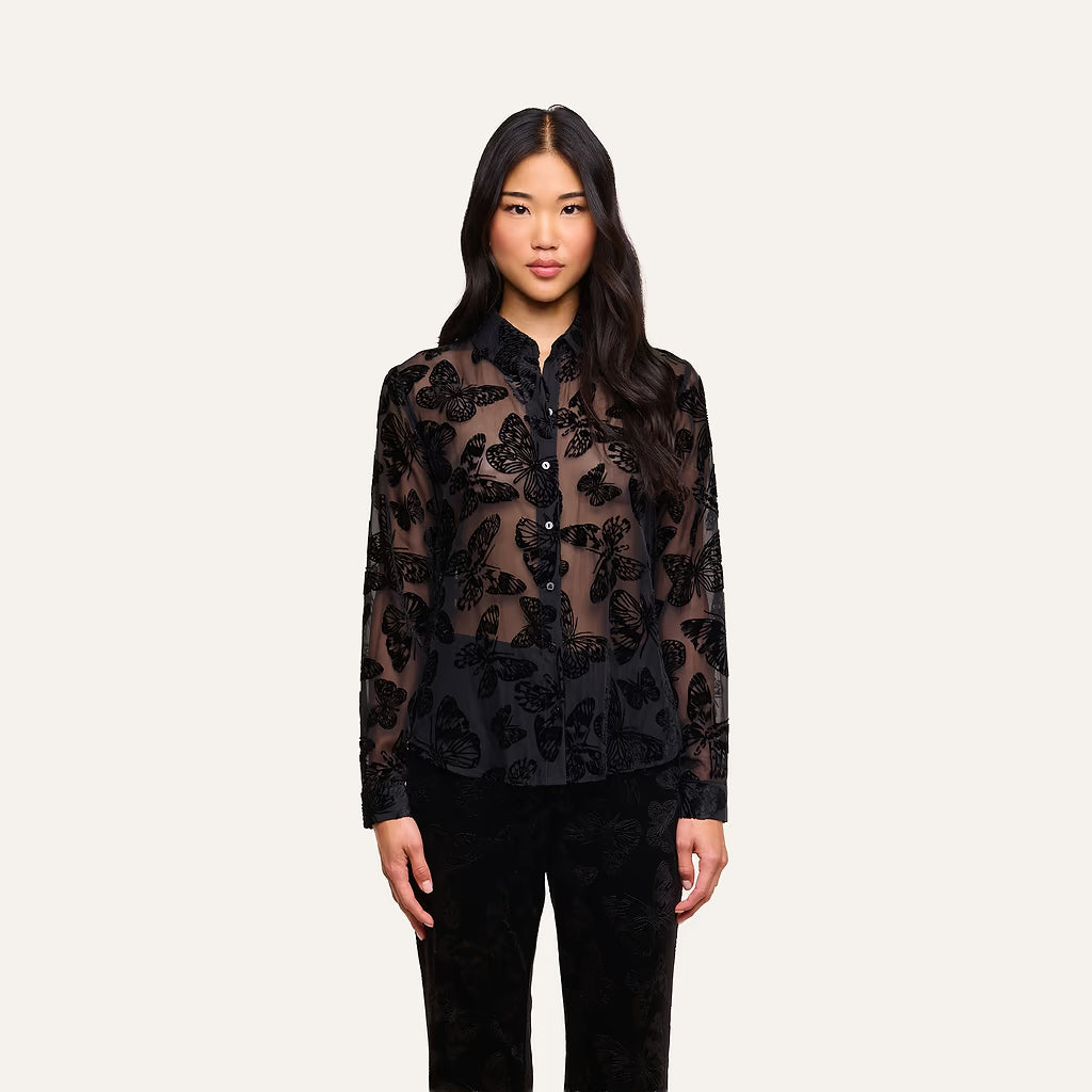 Laurent Velvet Blouse Black Butterfly - L'AGENCE