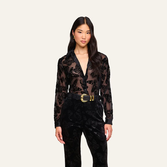 Laurent Velvet Blouse Black Butterfly - L'AGENCE