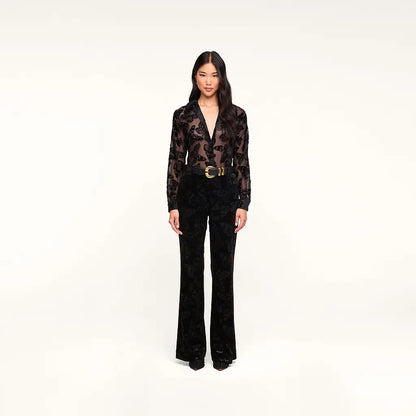 Laurent Velvet Blouse Black Butterfly - L'AGENCE