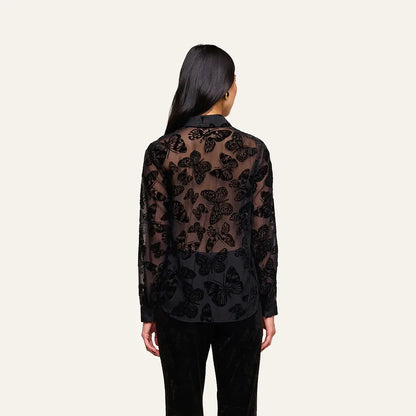 Laurent Velvet Blouse Black Butterfly - L'AGENCE