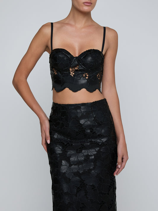 Sonya Vegan Leather Bralette Black - L'AGENCE