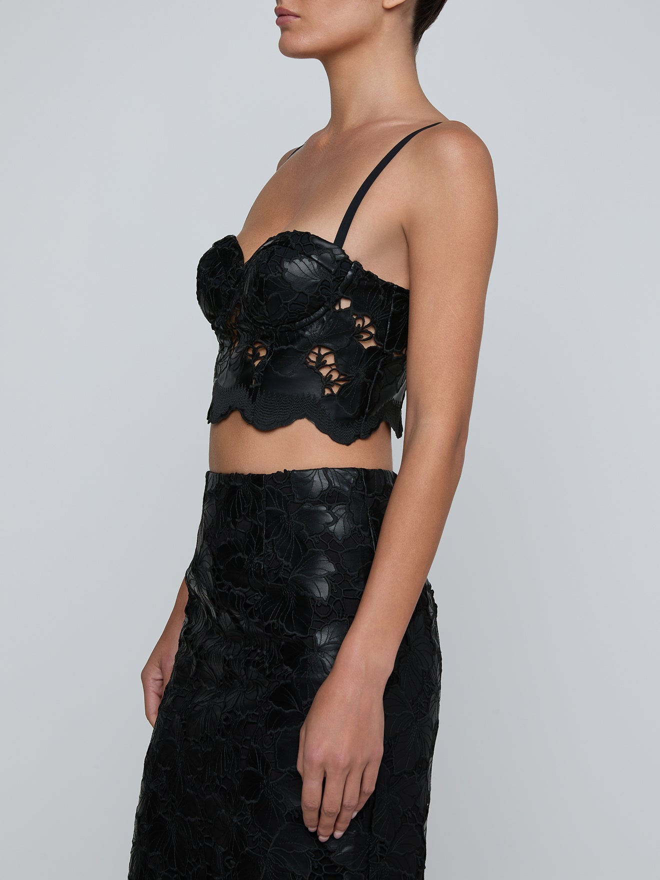 Sonya Vegan Leather Bralette Black - L'AGENCE