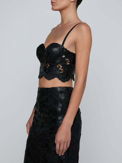 Sonya Vegan Leather Bralette Black - L'AGENCE