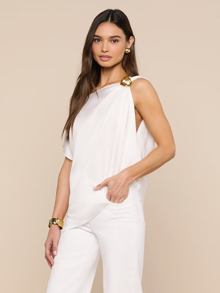 Driselle Scarf Top Ivory/Gold - L'AGENCE
