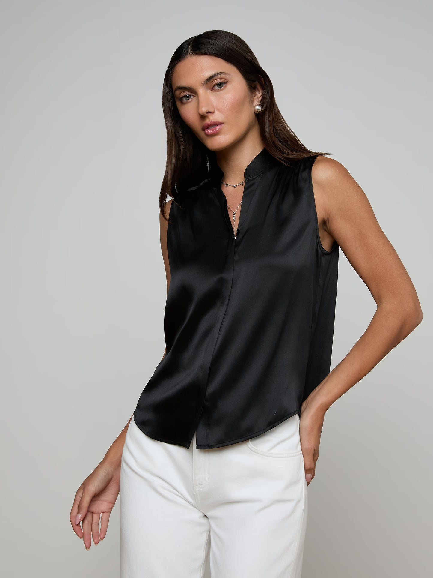 Phoebe Silk Blouse Black - L'AGENCE