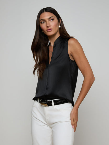 Phoebe Silk Blouse Black - L'AGENCE
