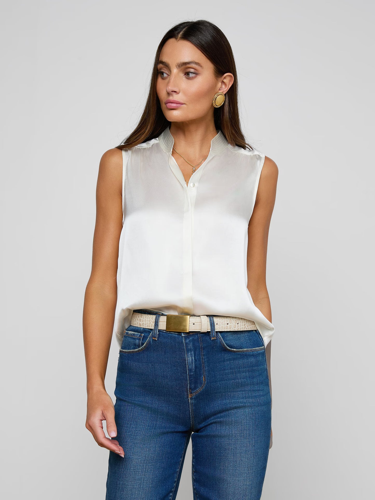 Phoebe Silk Blouse Ivory - L'AGENCE