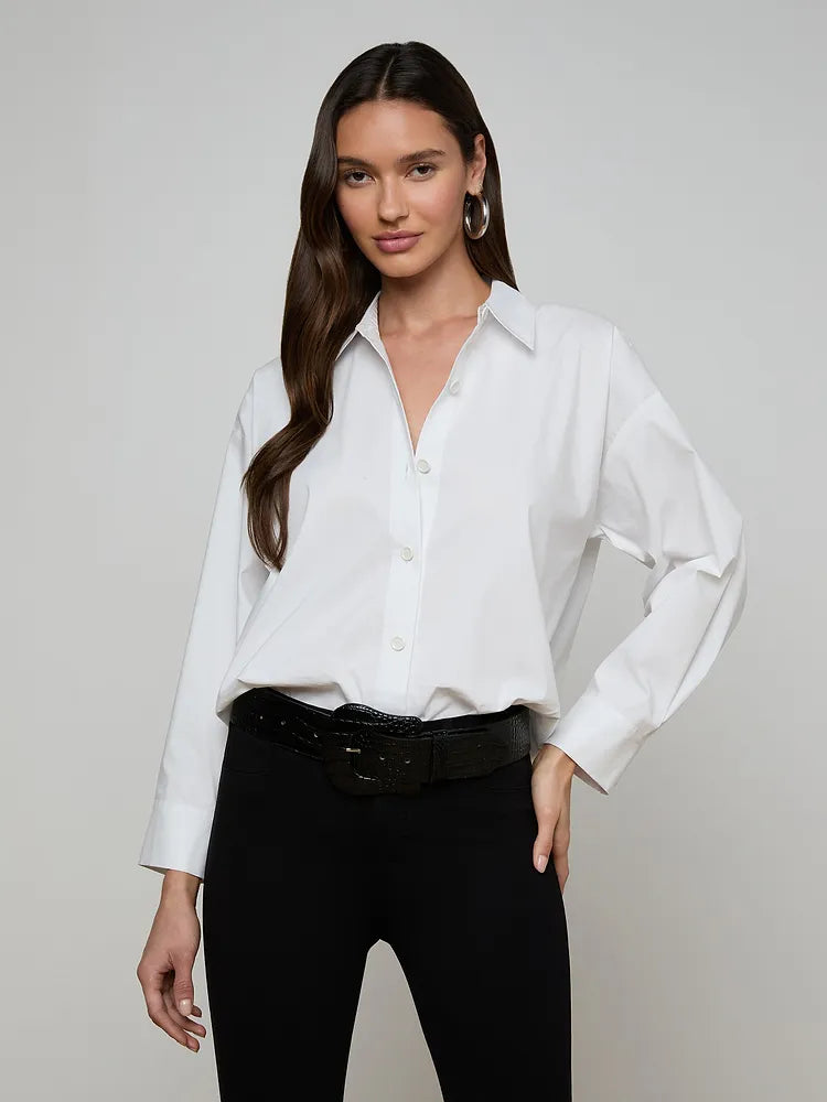 Rylie Poplin Shirt White - L'AGENCE