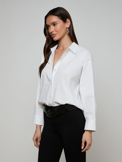Rylie Poplin Shirt White - L'AGENCE