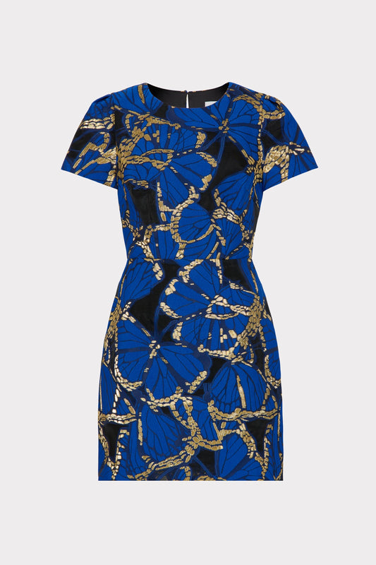 Rowen Butterfly Jacquard Dress Blue Multi - Milly