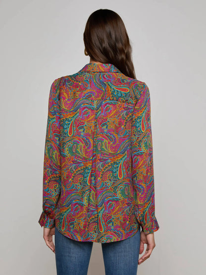 Nina Silk Blouse Multi Santa Fe Paisley - L'AGENCE