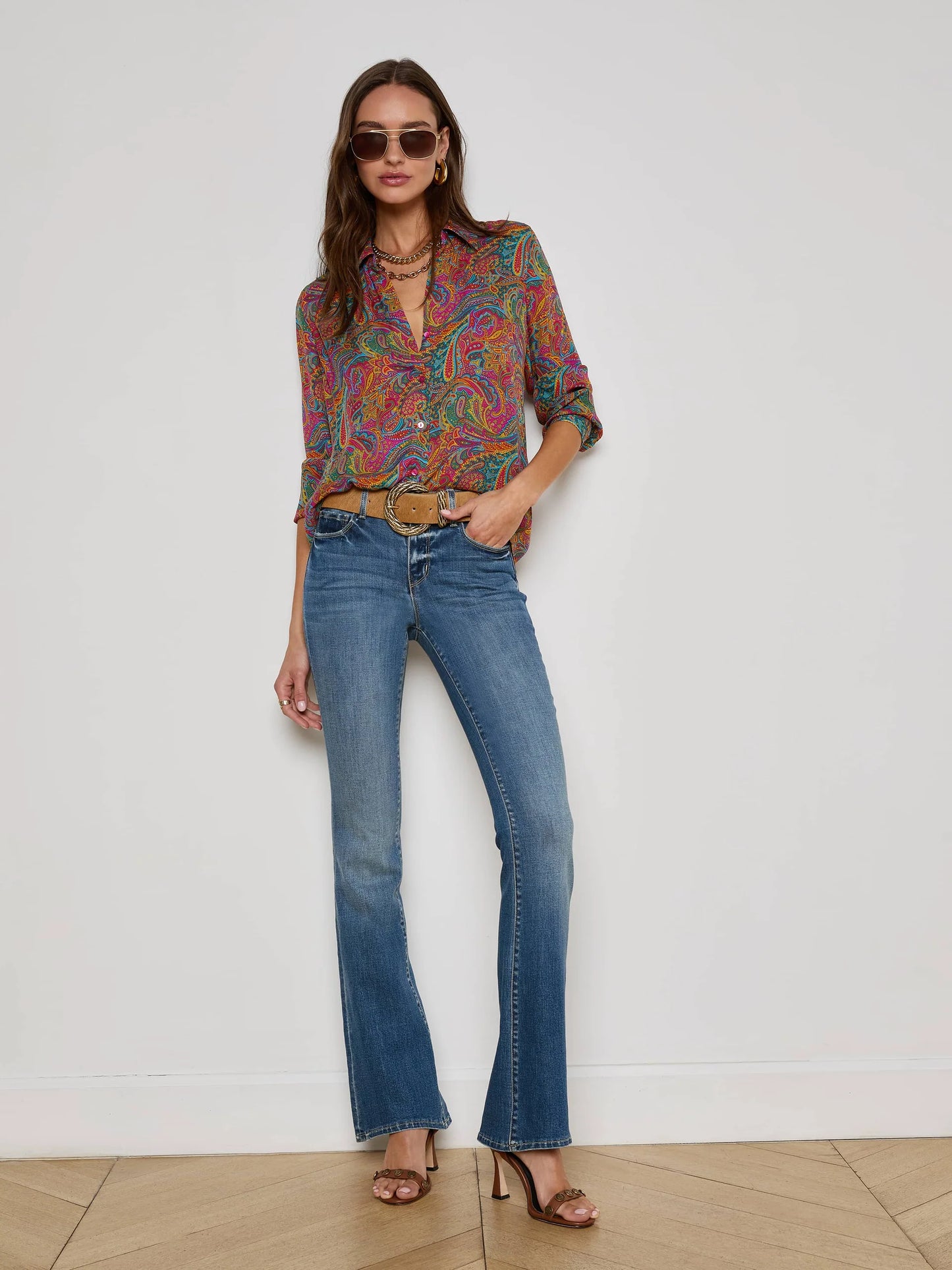 Nina Silk Blouse Multi Santa Fe Paisley - L'AGENCE