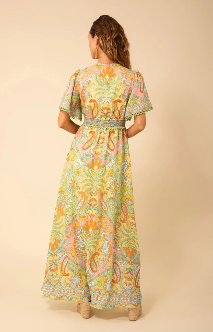 Elsie Linen Maxi Dress Green - Hale Bob