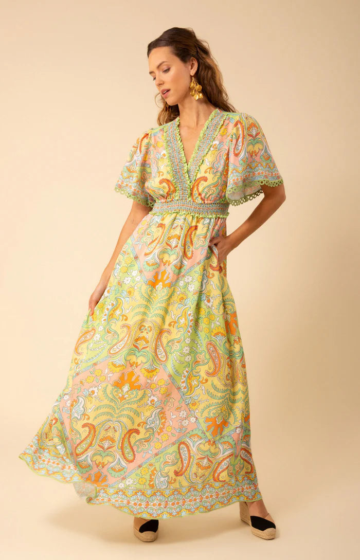 Elsie Linen Maxi Dress Green - Hale Bob