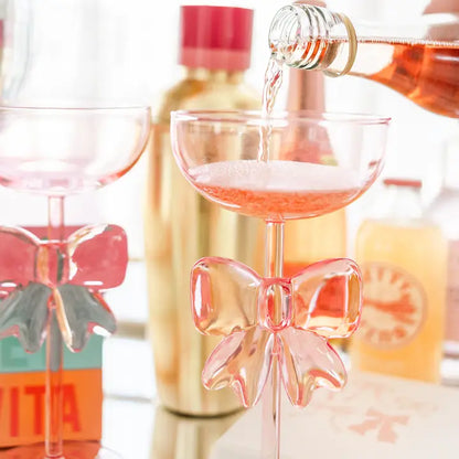 Bow Wine Glass Pink - Rock Paper Scissors