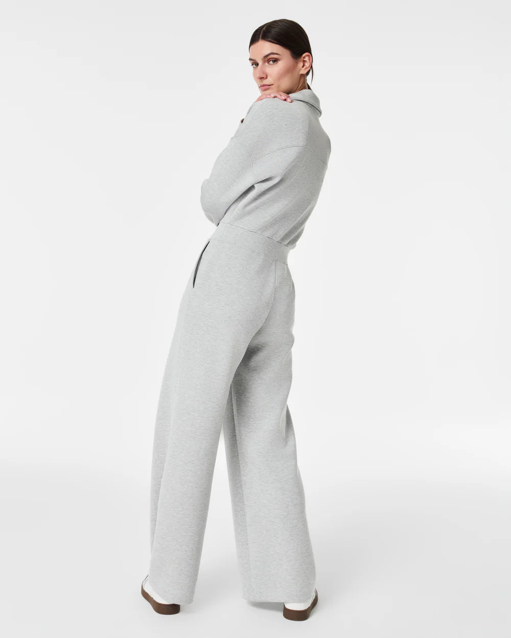 AirEssentials Long Sleeve Wide Leg Jumpsuit Light Heather Grey - SPANX