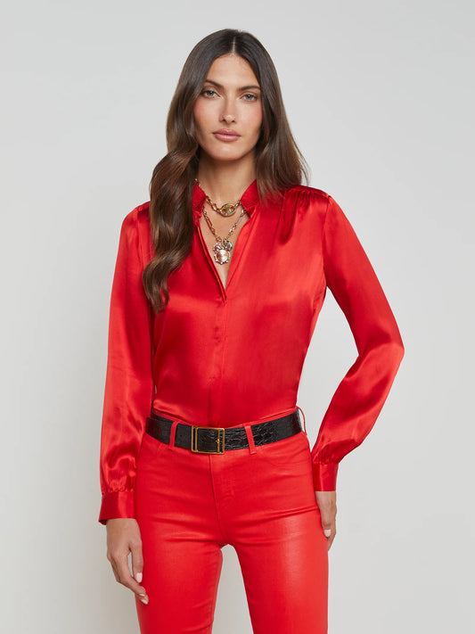 Bianca Silk Blouse Lava Red - L'AGENCE