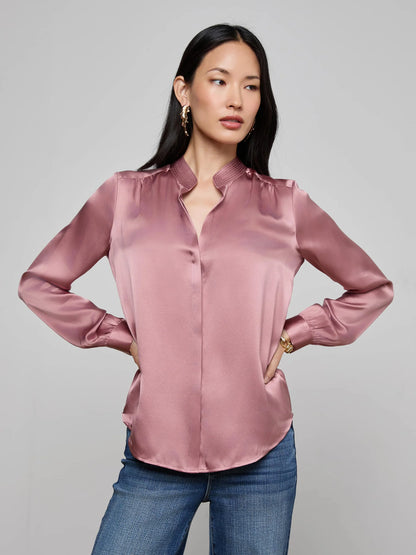 Bianca Silk Blouse Mauve Rose - L'AGENCE
