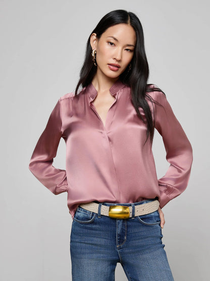Bianca Silk Blouse Mauve Rose - L'AGENCE