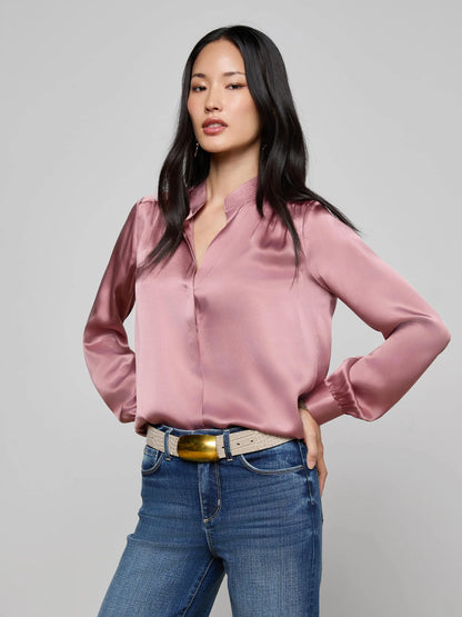 Bianca Silk Blouse Mauve Rose - L'AGENCE