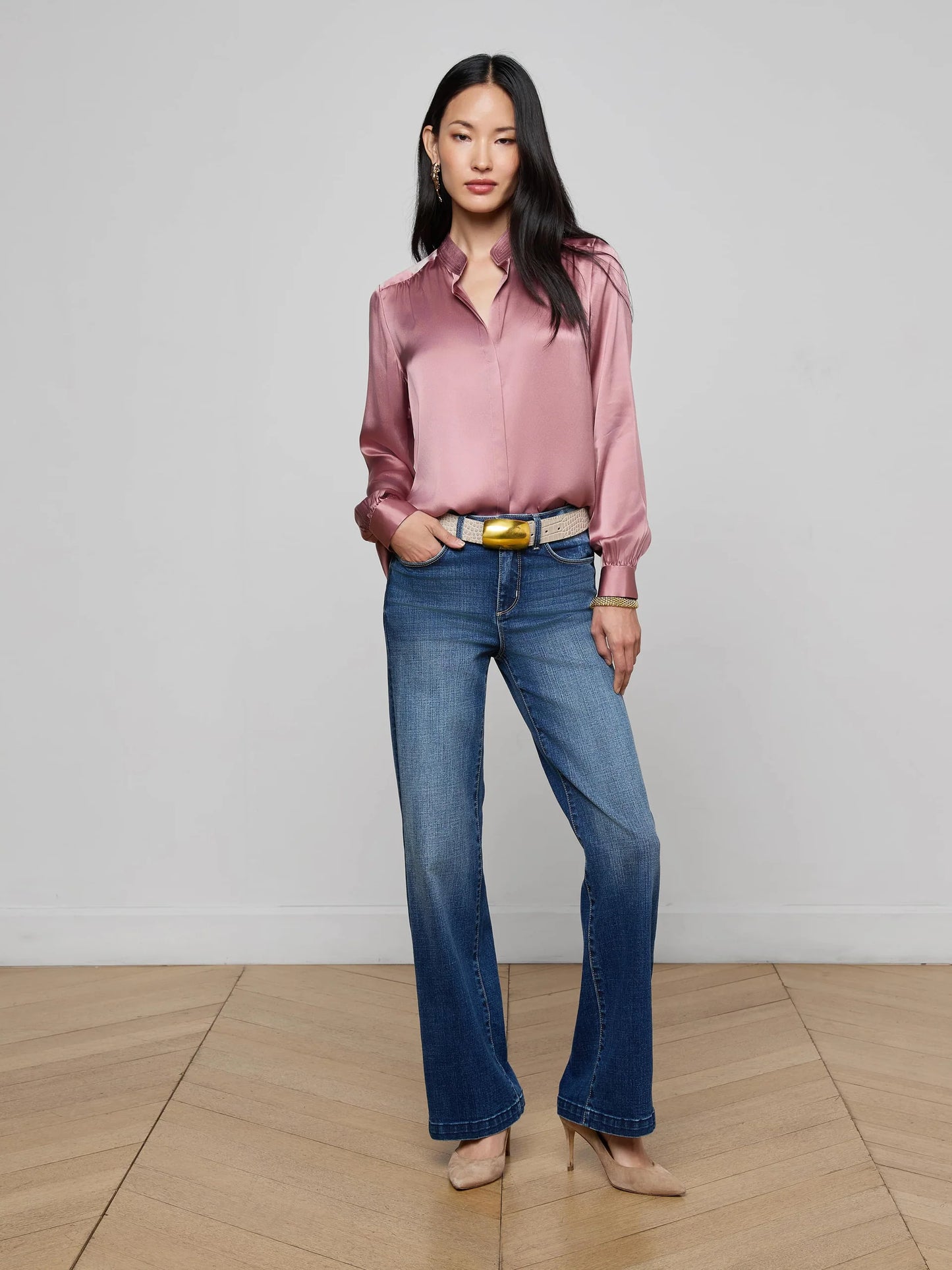 Bianca Silk Blouse Mauve Rose - L'AGENCE
