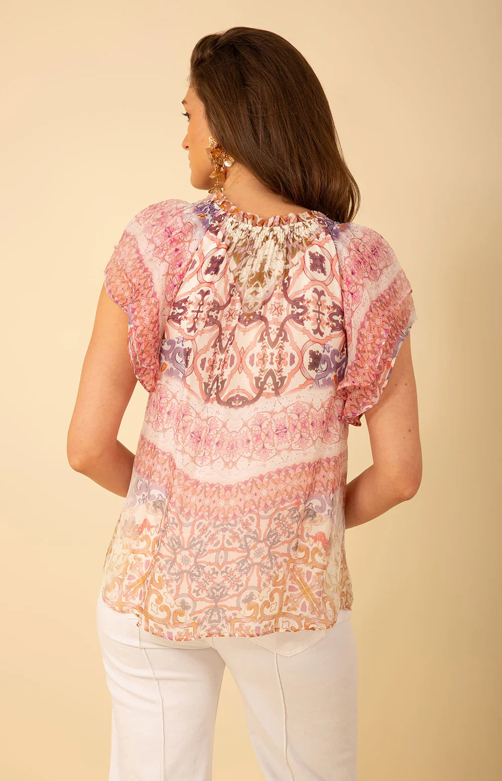 Evelynn Chiffon Top Ivory - Hale Bob