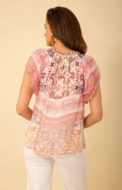 Evelynn Chiffon Top Ivory - Hale Bob