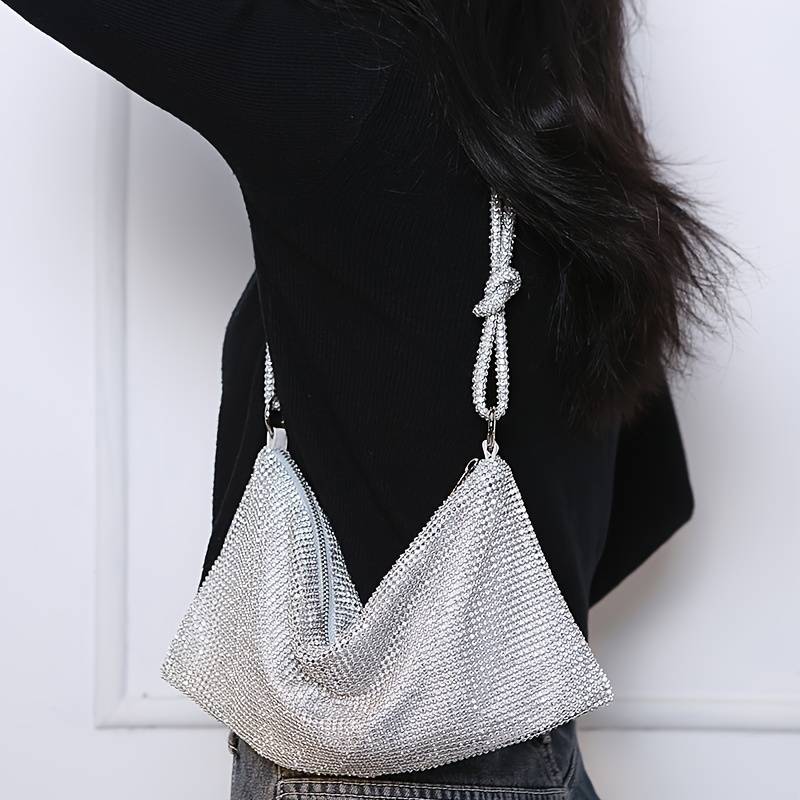 Sequin Glitter Shoulder Handbag Silver - Jackie Z Style Co.